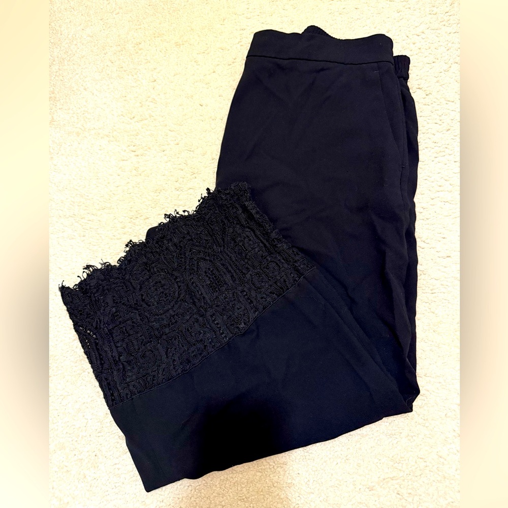 Ann Taylor Black Lace Trim Trousers